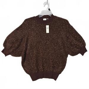 Maeve by Anthropologie Women's M Preppy Chocolate Violetta Tinsel Sweater NWT
